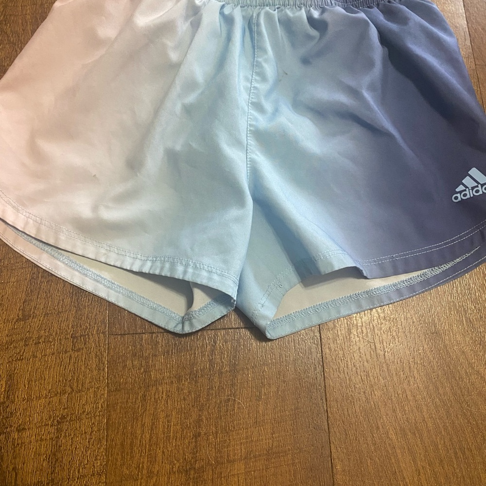 Adidas Blue and Pink Girls Athletic Shorts
